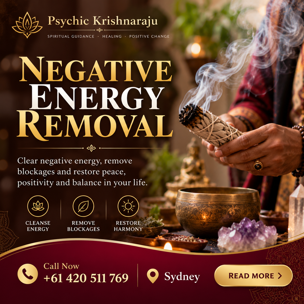 Negative Energy Removal - Psychic Krishnaraju Sydney